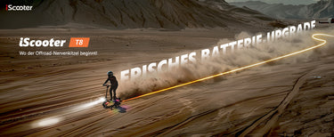 ABE Certification Electric Scooter T8, an off-road e-scooter with 1200W peak power, 100 km range, and 4 shock absorbers for ultimate adventure.