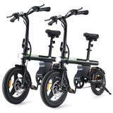 Two black electric bikes on a white background