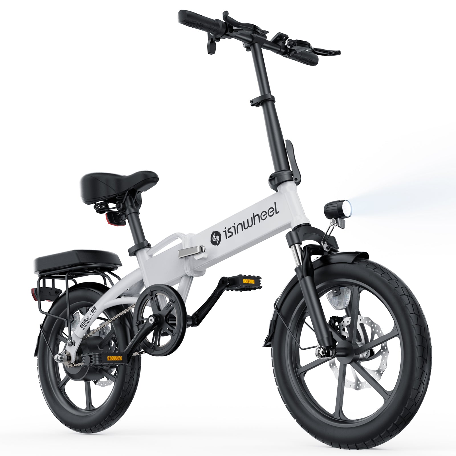 White electric bike with black accents on a white background White electric bike with black accents on a white background