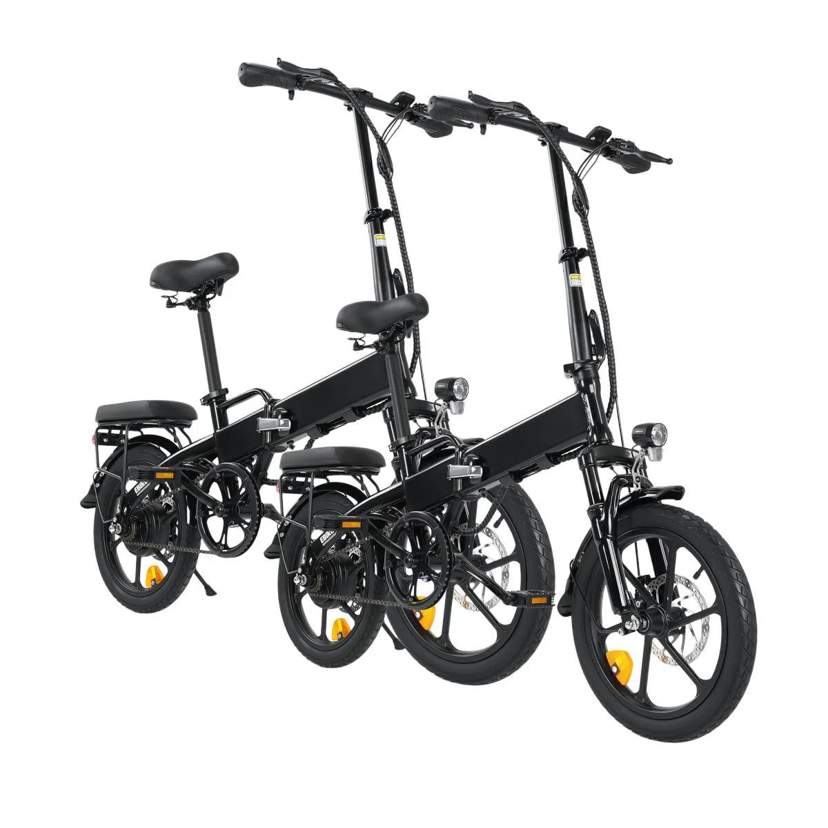 Two black electric bikes on a white background Two black electric bikes on a white background