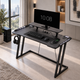 CyberCart RGB spēļu galds ar Z formas izturīgu tērauda rāmi un oglekļa šķiedras teksturētu virsmu, ergonomisks datora galds spēlētājiem