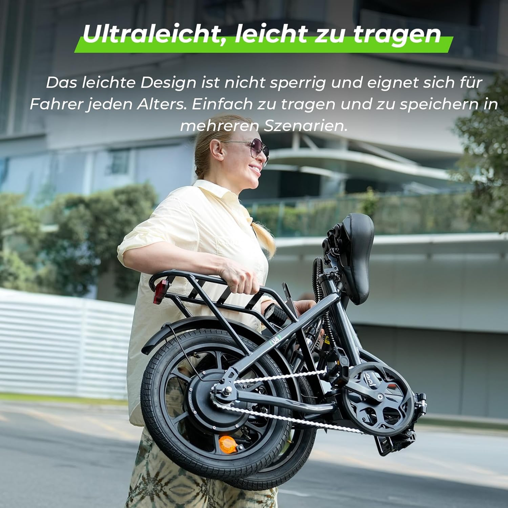 U4 e-bike folded to compact size for storage and transport