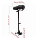 A black scooter seat with a spring suspension is mounted on an adjustable post, measuring 60 cm in height. The seat is 28 cm wide, and the base measures 14 cm by 13 cm.