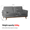 CyberCart Ares Minimalist 2-Seater Sofa Ares Minimalist Inertia 2-Seater Sofa, Ergonomic Tech Lounge: Leisure Relaxation for Home Office, Living Room, Apartment & Gaming Room, 172x84x86cm - S2