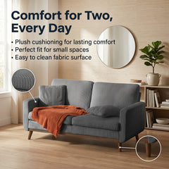 CyberCart Ares Minimalist 2-Seater Sofa Ares Minimalist Inertia 2-Seater Sofa, Ergonomic Tech Lounge: Leisure Relaxation for Home Office, Living Room, Apartment & Gaming Room, 172x84x86cm - S2