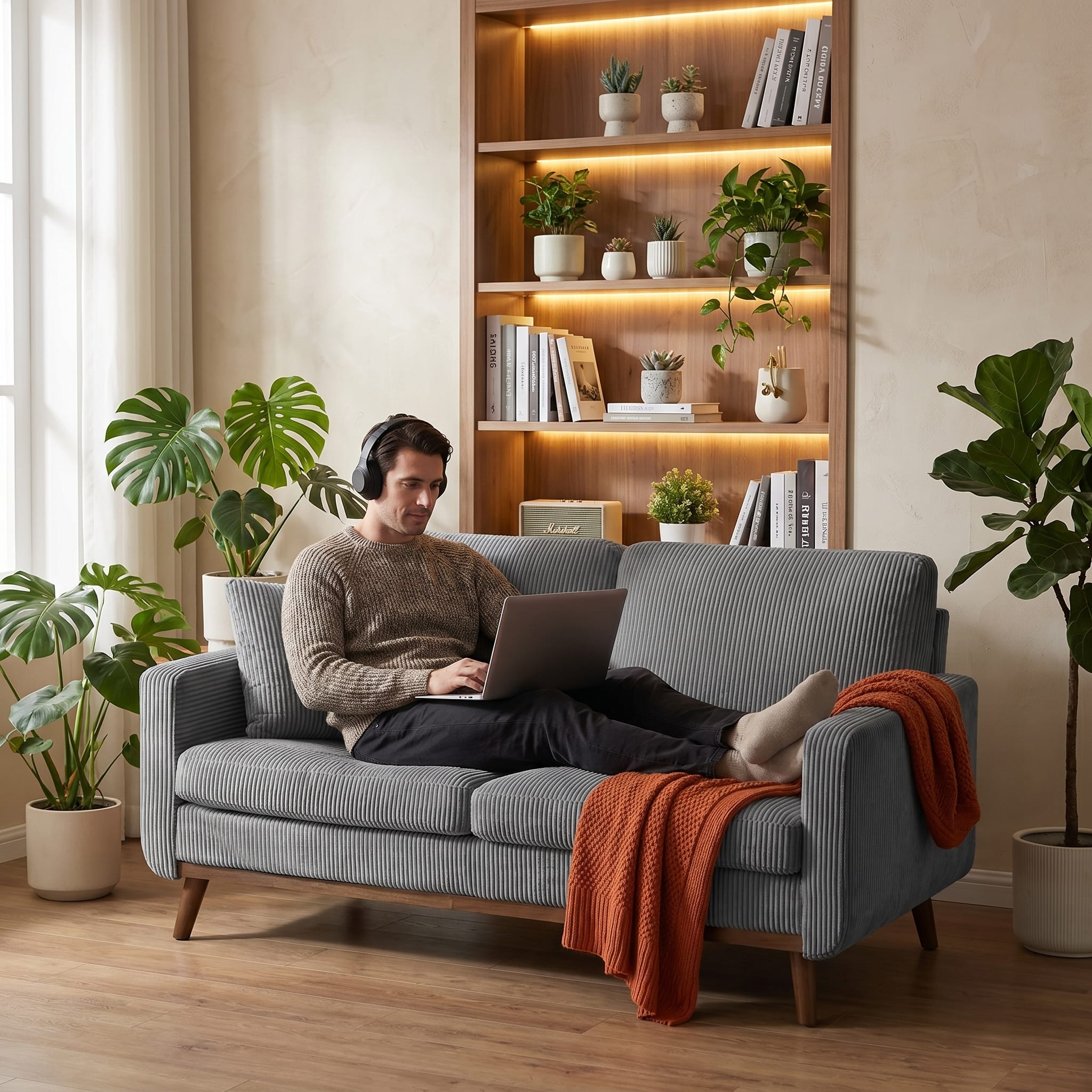 CyberCart Ares Minimalist 2-Seater Sofa Ares Minimalist Inertia 2-Seater Sofa, Ergonomic Tech Lounge: Leisure Relaxation for Home Office, Living Room, Apartment & Gaming Room, 172x84x86cm - S2