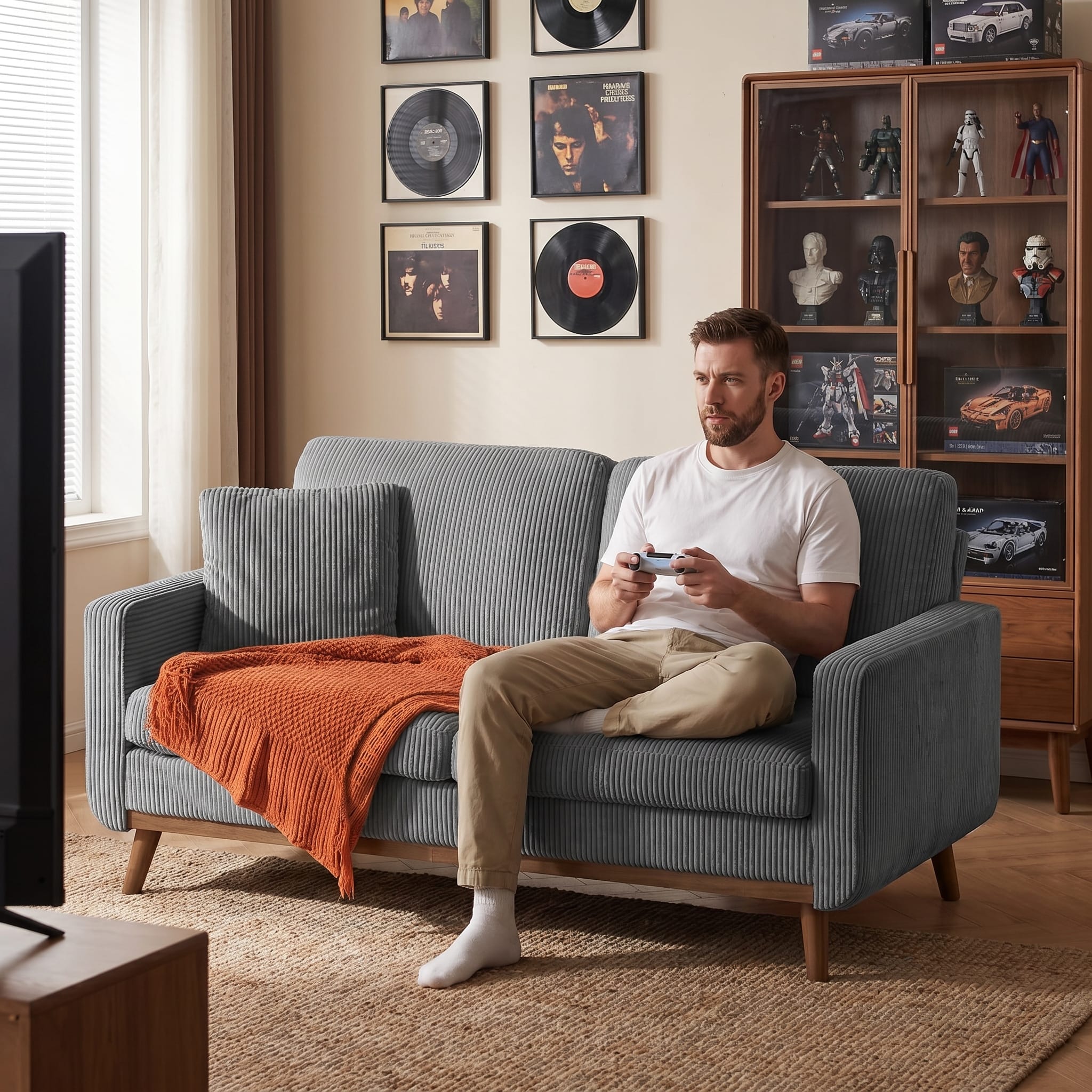 CyberCart Ares Minimalist 2-Seater Sofa Ares Minimalist Inertia 2-Seater Sofa, Ergonomic Tech Lounge: Leisure Relaxation for Home Office, Living Room, Apartment & Gaming Room, 172x84x86cm - S2