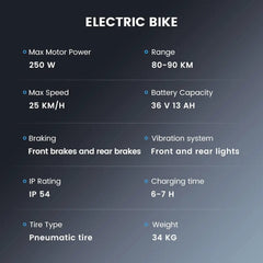CyberCart Commuter E-Bike UcityS Trekking Electric Bike 36V 13Ah 88km Range