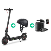 Black electric scooter i8 with helmet, lock, and cable on a white background