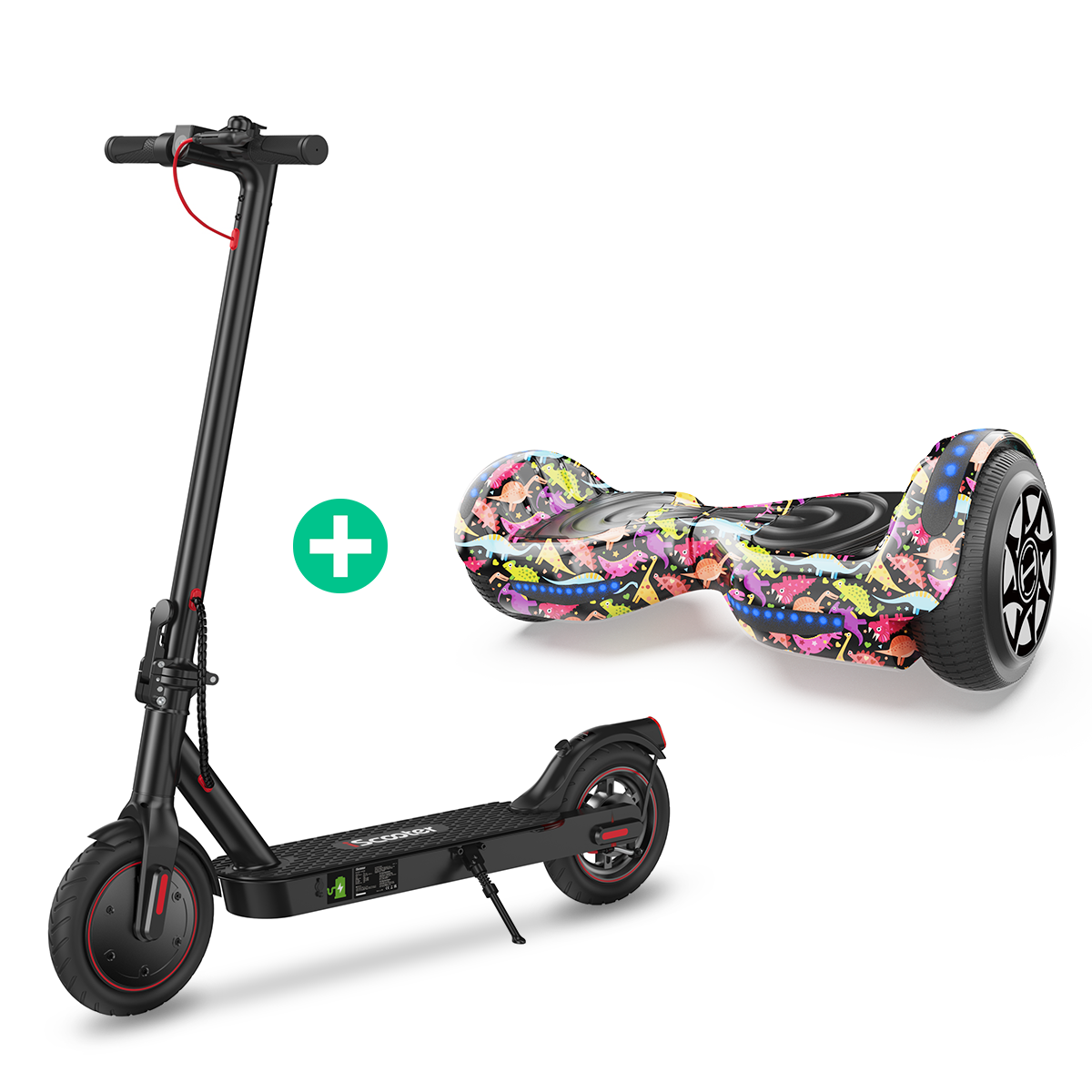 Black Friday Bundle: Commuter E-Scooter i8 25KM/H 350W + Hoverboard H1 6.8 mph. Max Speed 160W for Kids Black Friday Bundle: Commuter E-Scooter i8 25KM/H 350W + Hoverboard H1 6.8 mph. Max Speed 160W for Kids