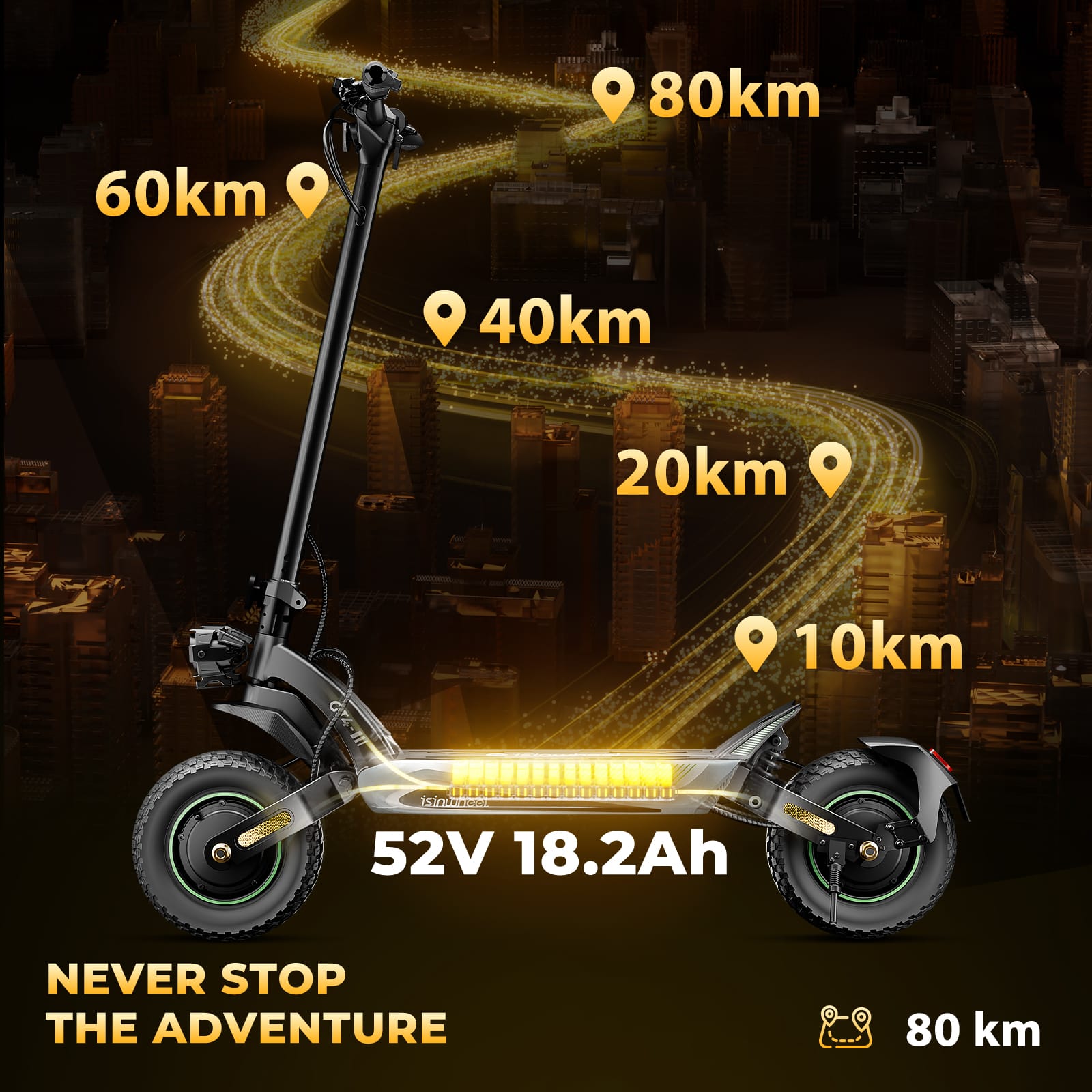 iSinwheel Skuter Elektryczny Terenowy GT4 Electric Scooter TorqueBeast 2400W Dual Motor Off-Road Folding E-Scooter, CE Certified