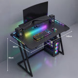 CyberCart Cybercart RGB Gaming Desk with Z-Shaped Sturdy Steel Frame & Carbon Fiber Textured Surface, Ergonomic PC Computer Desk for Gamers-Pre-Order