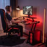CyberCart Cybercart RGB Gaming Desk with Z-Shaped Sturdy Steel Frame & Carbon Fiber Textured Surface, Ergonomic PC Computer Desk for Gamers-Pre-Order