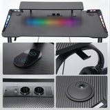 CyberCart Cybercart RGB Gaming Desk with Z-Shaped Sturdy Steel Frame & Carbon Fiber Textured Surface, Ergonomic PC Computer Desk for Gamers-Pre-Order