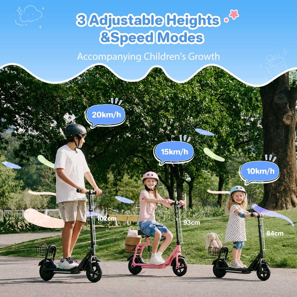 CyberCart E-Scooter for Kids Cybercart iK7 2-in-1 Kids E-Scooter with Removable Seat & Basket