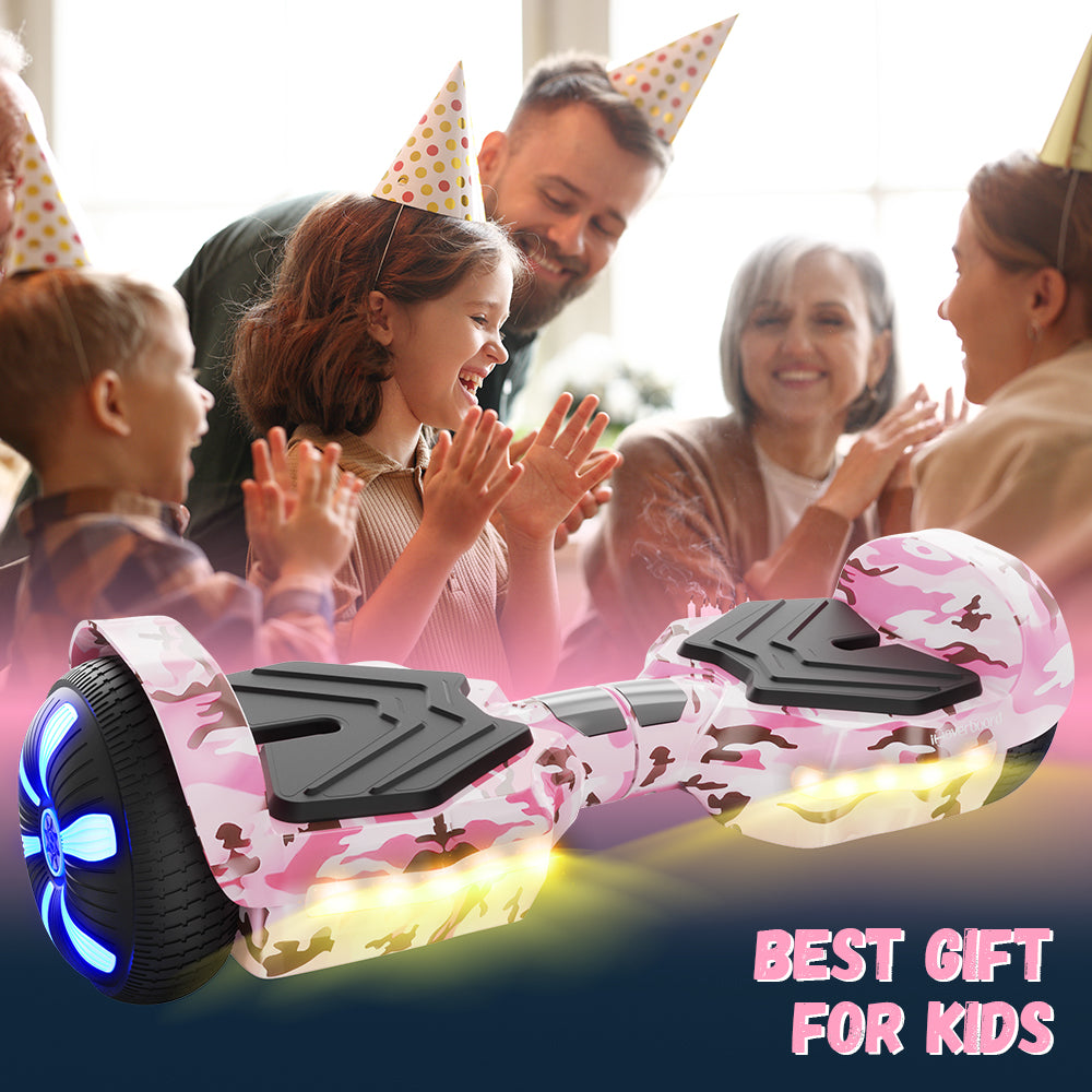 Kids’ Birthday Party Favorite: iHoverboard H2 Hoverboard with Colorful LED Wheels & Pink Camo, Ideal Gift for Children Kids’ Birthday Party Favorite: iHoverboard H2 Hoverboard with Colorful LED Wheels & Pink Camo, Ideal Gift for Children