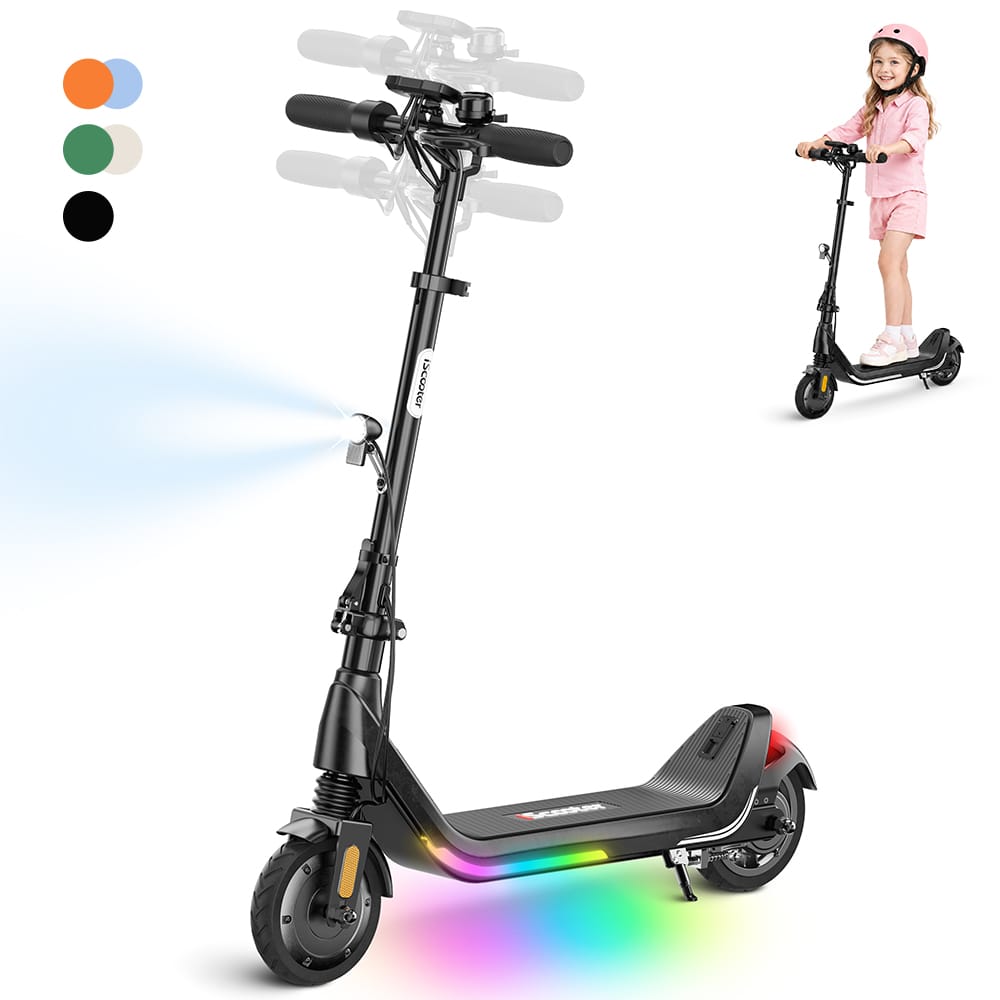 CyberCart E-Scooter for Kids Cybercart iK5 Foldable Kids Electric Scooter | 20 km/h, Front Suspension & RGB Lights (Ages 6-14 / Up to 170cm)