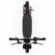 Top view of a black electric scooter ix4 with red accents, showing the handlebars, deck with a textured pattern, and front wheel.