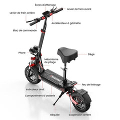 iScooter Skuter Elektryczny Terenowy iX8 Electric Scooter Dual Motor 2400W Folding Off-Road, CE Certified, Dual Motor
