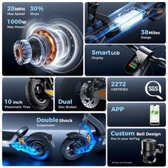 iSinwheel Commuter E-Scooter S-Nova Pro Urban Electric Scooter 1000W