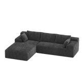 CyberCart Ares Minimalist 2-Seater Sofa Corduroy L-Shaped Gaming Sofa, 4-Seat Chaise Lounge, No Assembly