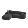 CyberCart Ares Minimalist 2-Seater Sofa Corduroy L-Shaped Gaming Sofa, 4-Seat Chaise Lounge, No Assembly, Beige