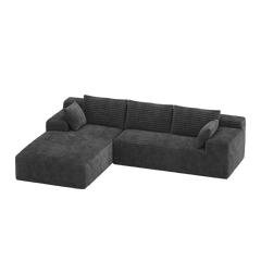 CyberCart Ares Minimalist 2-Seater Sofa Corduroy L-Shaped Gaming Sofa, 4-Seat Chaise Lounge, No Assembly