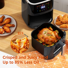 Patbrela Air Fryer 7.5L Oil-Free Air Fryer, 1500W, 8 Pre-Programs with Transparent Window, LED Touchscreen, Max 200°C