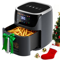 Patbrela Air Fryer 7.5L Oil-Free Air Fryer, 1500W, 8 Pre-Programs with Transparent Window, LED Touchscreen, Max 200°C