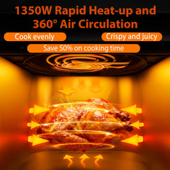 Patbrela Air Fryer Air fryer, 7L capacity, 8 programs, up to 85% less fat, cooking window, touchscreen
