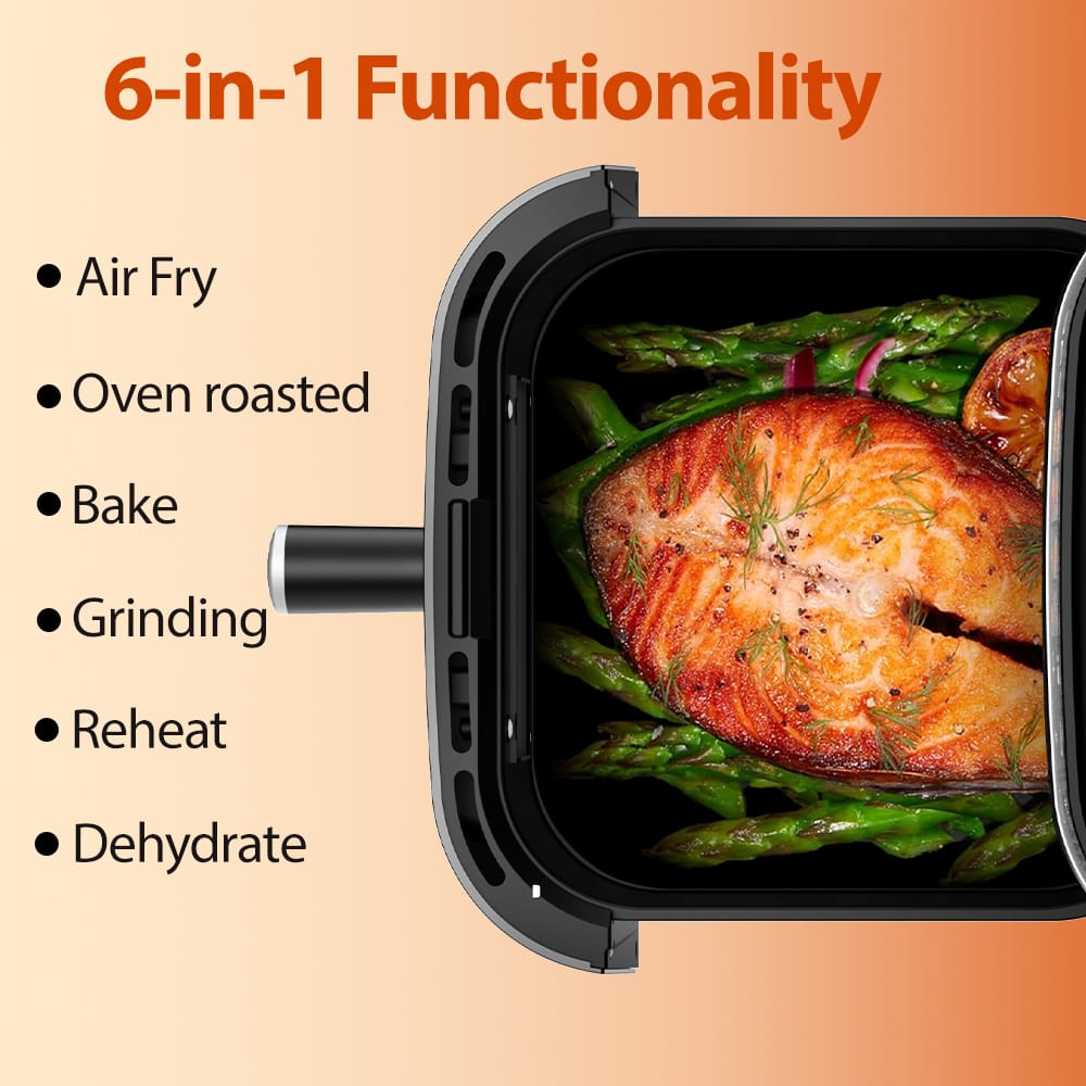 Patbrela Air Fryer Air fryer, 7L capacity, 8 programs, up to 85% less fat, cooking window, touchscreen