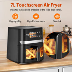 Patbrela Air Fryer Air fryer, 7L capacity, 8 programs, up to 85% less fat, cooking window, touchscreen