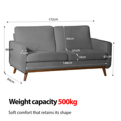 Ares Minimalist Inertia 2-Seater Sofa, Ergonomic Tech Lounge: Leisure Relaxation for Home Office, Living Room, Apartment & Gaming Room, 172x84x86cm - S2