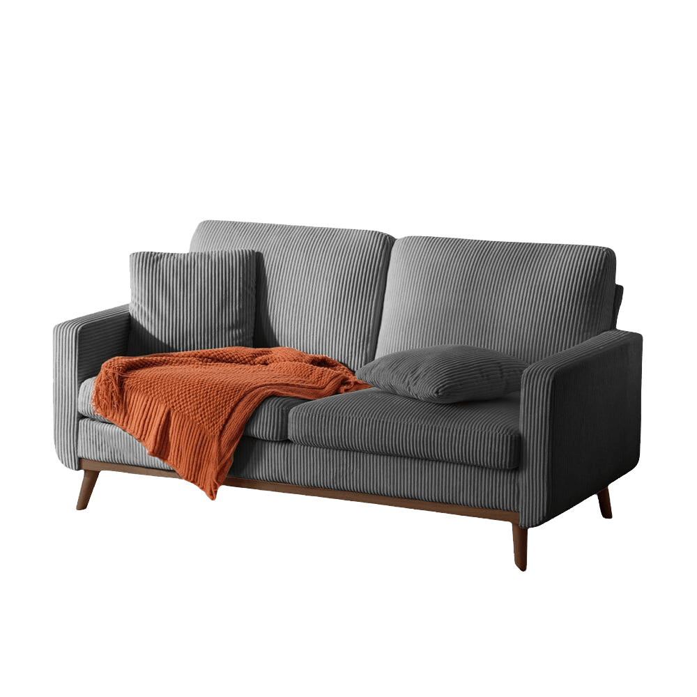 CyberCart Ares Minimalist 2-Seater Sofa Corduroy 2-Seat Gaming Sofa w/ 2 Cushions, Wood Frame, 172cm