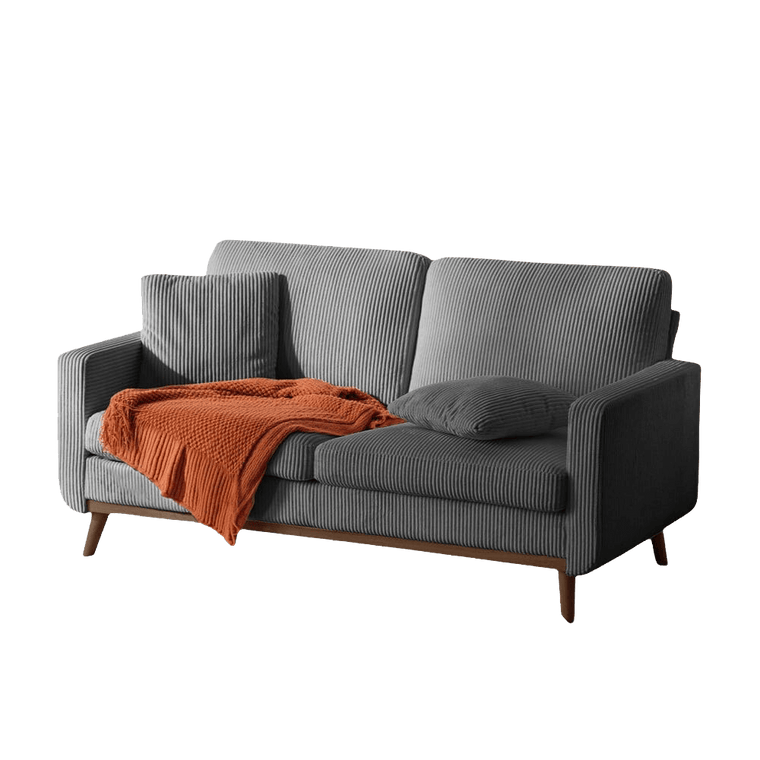 CyberCart Ares Minimalist 2-Seater Sofa Corduroy 2-Seat Gaming Sofa w/ 2 Cushions, Wood Frame, 172cm