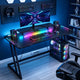 CyberCart Cybercart RGB Gaming Desk with Z-Shaped Sturdy Steel Frame & Carbon Fiber Textured Surface, Ergonomic PC Computer Desk for Gamers