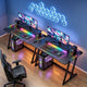 CyberCart Cybercart RGB Gaming Desk with Z-Shaped Sturdy Steel Frame & Carbon Fiber Textured Surface, Ergonomic PC Computer Desk for Gamers