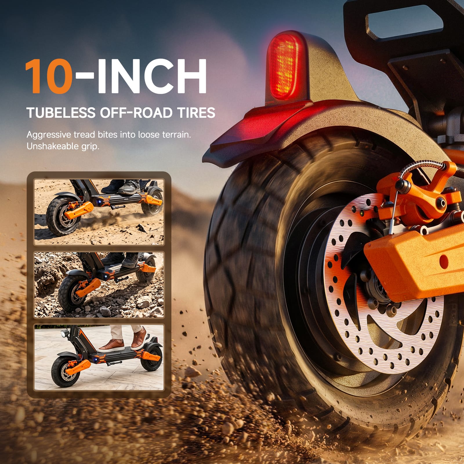 iSinwheel Off-Road E-Scooter GT1 Dual Electric Scooter, 800W*2 Motor, 48V 13Ah Battery, 10 Inch Tires, 50km/h Max Speed, 55km Range, EABS Brake + Disk Brake, Dual Swing Arm Suspension