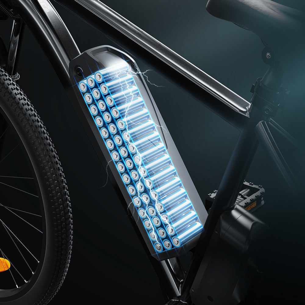 The electric bike's 36V 10.4Ah lithium-ion battery is designed to be removable and has passed STL's lPX5 safety certification test.