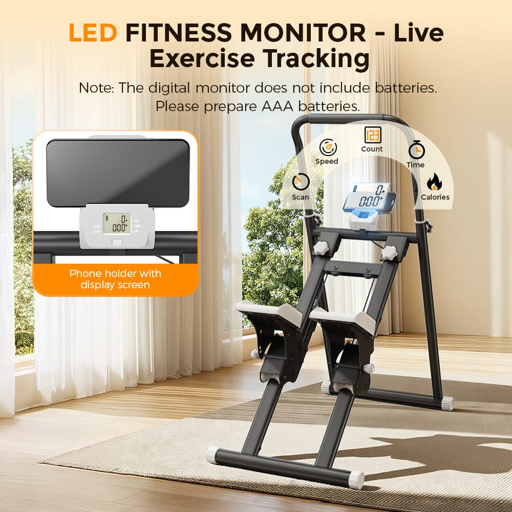 CyberCart Stair Stepper Foldable Stair Stepper for Home, Adjustable Stair Climber with 3 Heights, Compact Folding Vertical Stair Master for Exercise at Home for Full-Body Workout
