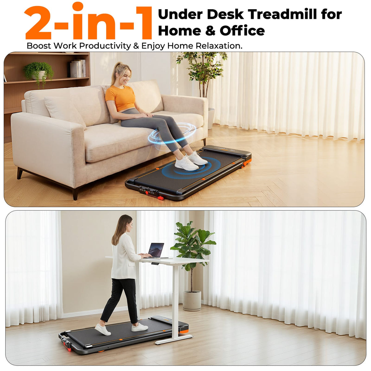 CyberCart JT56 Smart Multi-Functional Walking Pad Treadmill with Servo Motor, 3 Modes (Run/Vibration/Rehab), LED Display & App Control