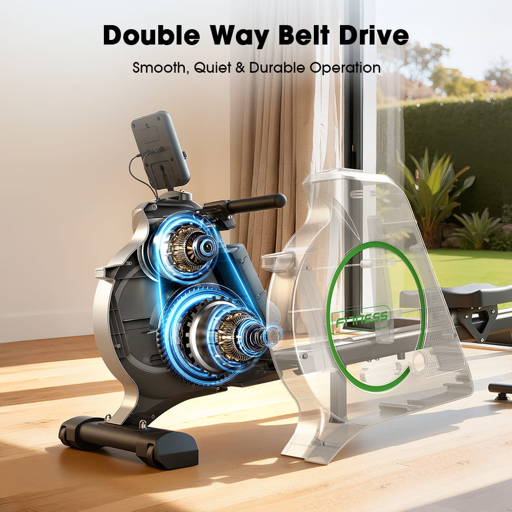 CyberCart Magnetic Rowing Machine with 16 Levels & App Compatible