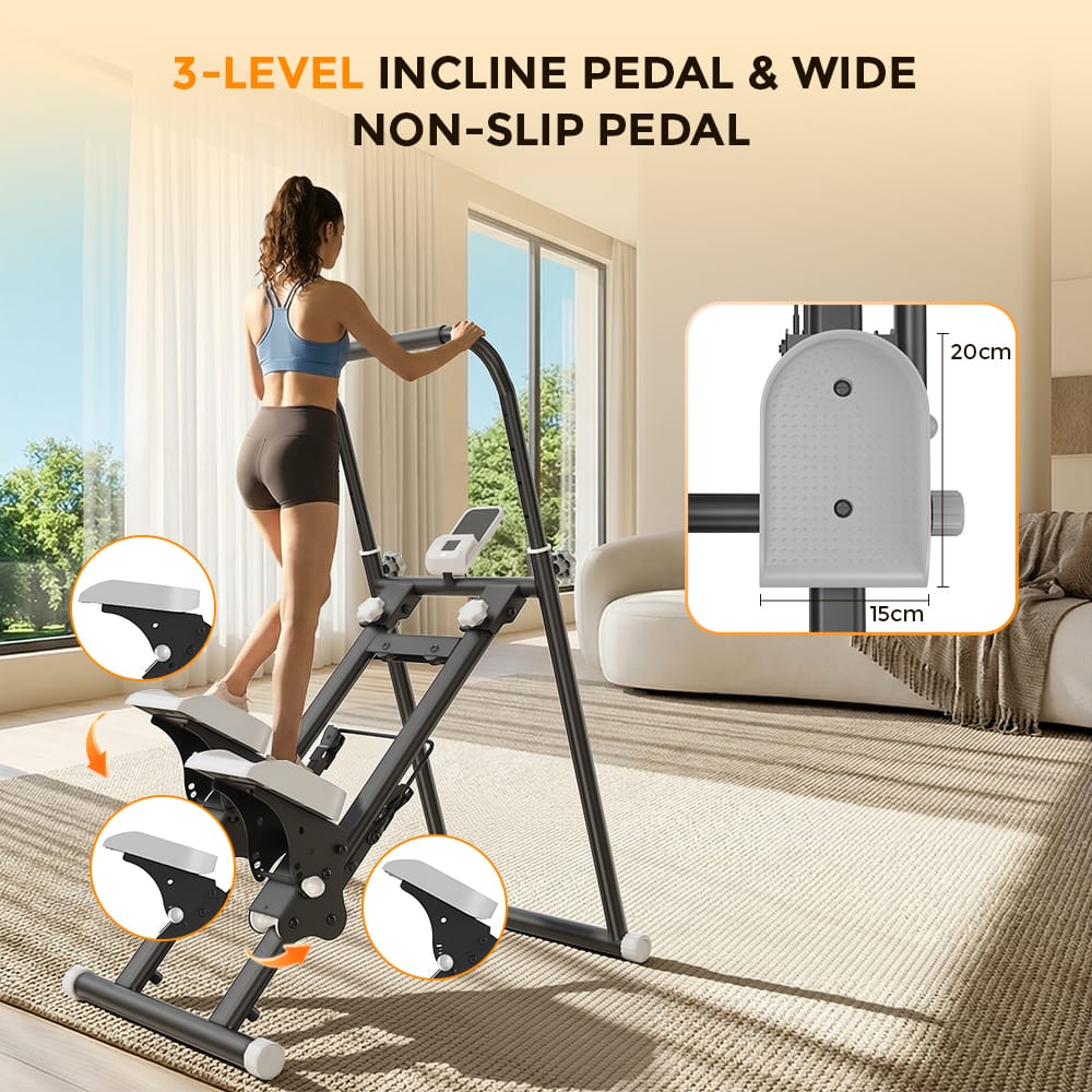 CyberCart Stair Stepper Foldable Stair Stepper for Home, Adjustable Stair Climber with 3 Heights, Compact Folding Vertical Stair Master for Exercise at Home for Full-Body Workout