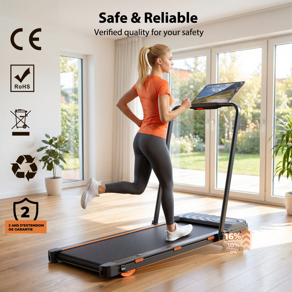 Jagjog Home Treadmill JT53 Home Treadmill with 16% Auto Incline, Foldable Walking Pad