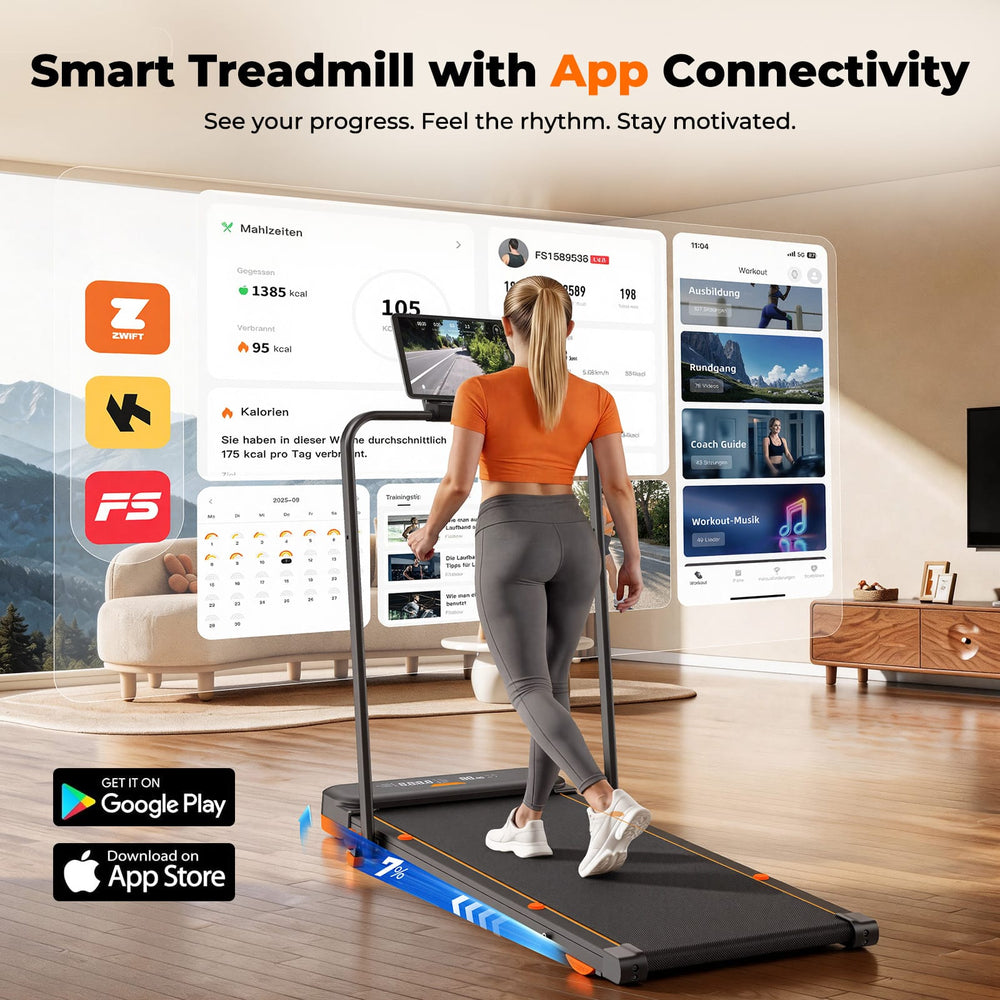 CyberCart JT56 Smart Multi-Functional Walking Pad Treadmill with Servo Motor, 3 Modes (Run/Vibration/Rehab), LED Display & App Control