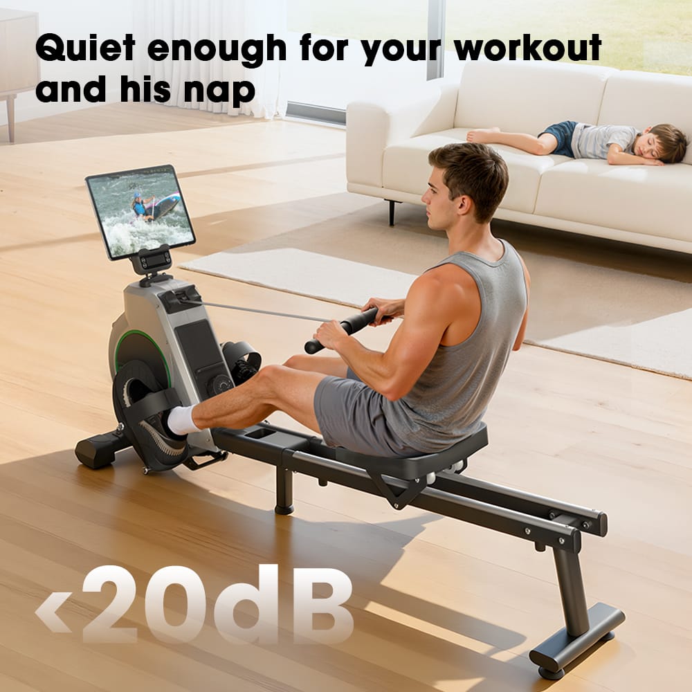 CyberCart Magnetic Rowing Machine with 16 Levels & App Compatible