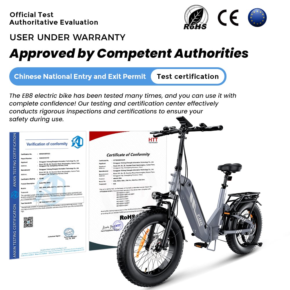 CyberCart Commuter E-Bike EB8 Foldable Electric Fat Bike – Range Up to 144 km