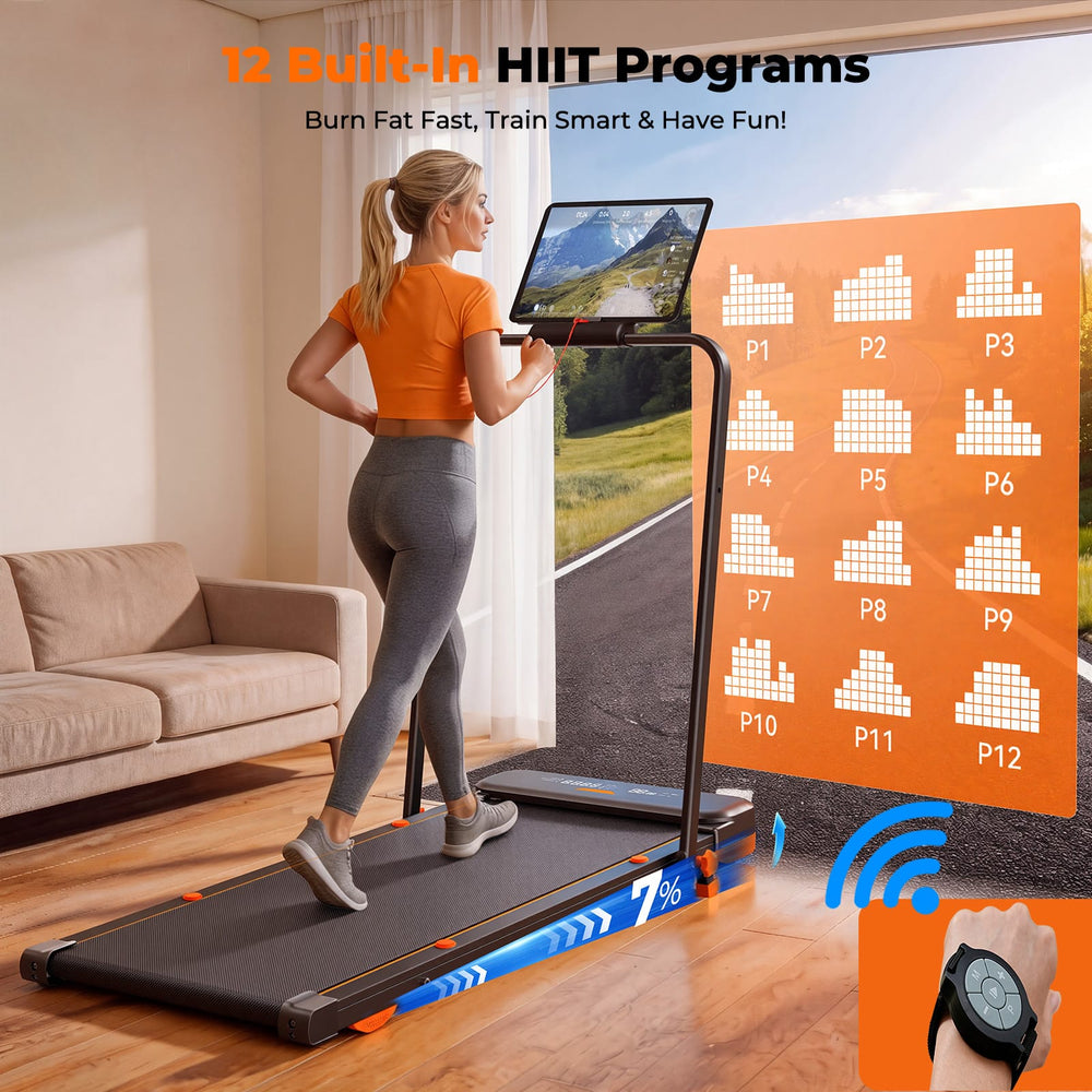 CyberCart JT56 Smart Multi-Functional Walking Pad Treadmill with Servo Motor, 3 Modes (Run/Vibration/Rehab), LED Display & App Control