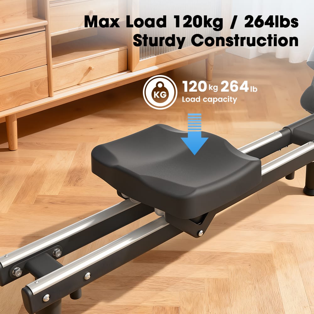 CyberCart Magnetic Rowing Machine with 16 Levels & App Compatible