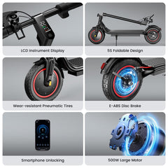 iSinwheel Commuter E-Scooter W6 Electric Scooter, 350W Motor, 36V 10,5Ah Battery, 10 inch Tires, 30km/h Max Speed, 30km Range, Rear Disc Brakes